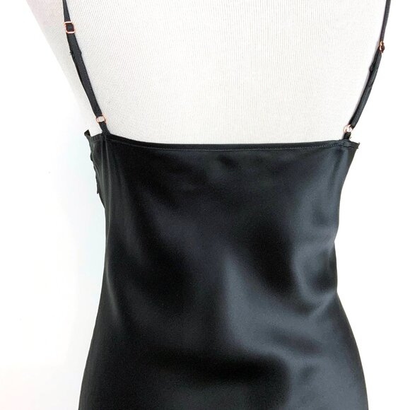 New SilkSilky 100% Silk Black Slip Dress Adjustible Straps Sz M - Picture 8 of 16